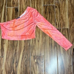 Shein One Shoulder Pink Crop Top